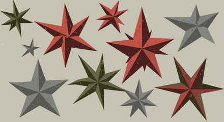 Obraz premium colorful metal stars on beige background