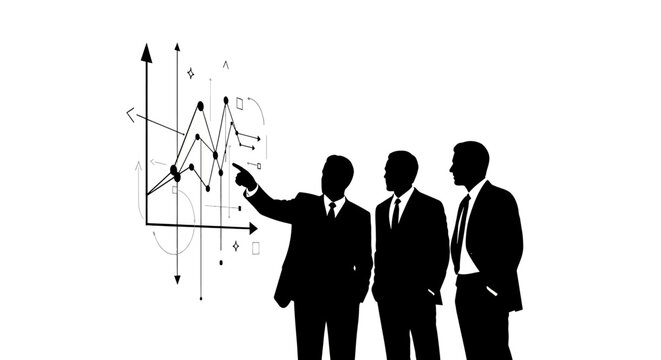 Businessmen looking at financial graph.