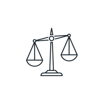 Simple Line Drawing of Balance Scale.