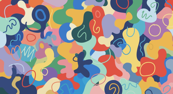 Vibrant abstract background with swirling shapes and colors