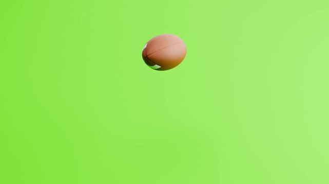 American Football Ball Bouncing on Green Background, Seamless Loop 3D Animation