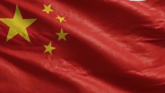 Waving China Flag with Five Gold Stars