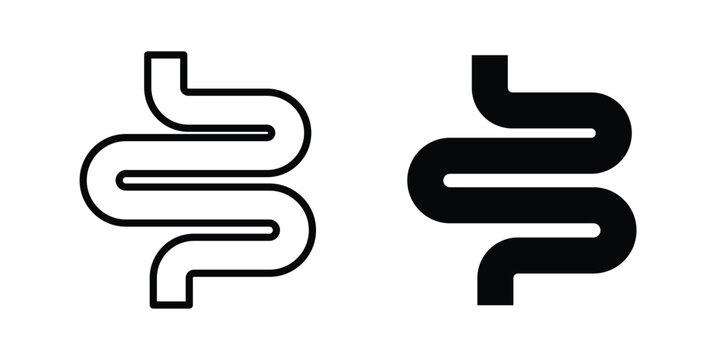 Gut constipation icon set, isolated on white background flat vectors