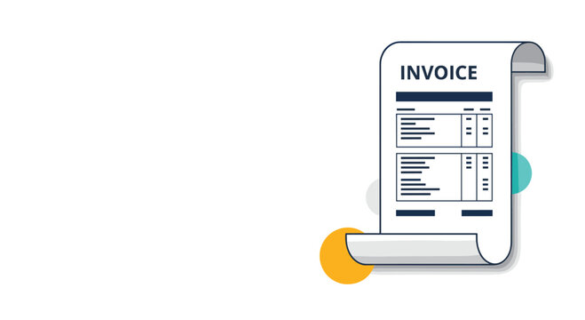 Simple invoice document illustration with standard financial billing layout for business services and commercial transaction records.