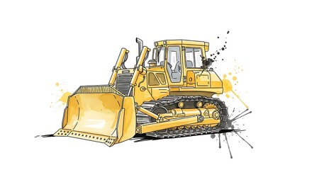 Obraz premium Illustrated bulldozer