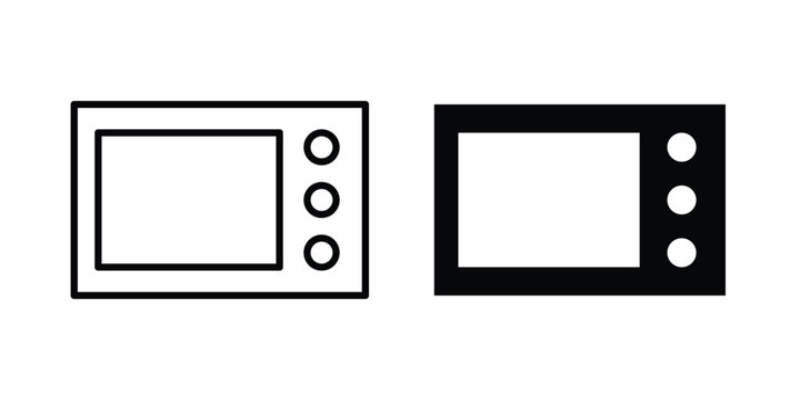 Microwave oven icon set, isolated on white background flat vectors
