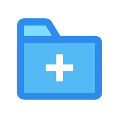 Obraz premium Stylized icon of a new folder with a plus sign on a black background