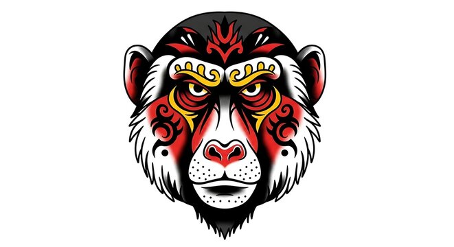 Stylized monkey head illustration