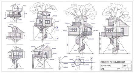 Obraz premium Treehouse design blueprint