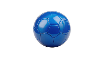 Shiny blue soccer ball with hexagonal panels, isolated on transparent background © Johnson