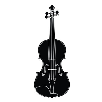 Black and white violin silhouette set bundle, classic string instrument artwork.