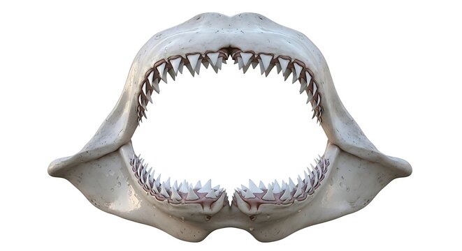 Shark jawbone isolated on white