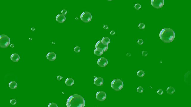 Animation of Shop bubbles fly up seamless loop animation. Rise of bubbles on green background. Full HD. 4K