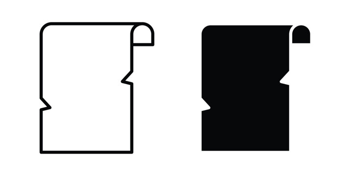 Scroll papyrus paper icon set, isolated on white background flat vectors