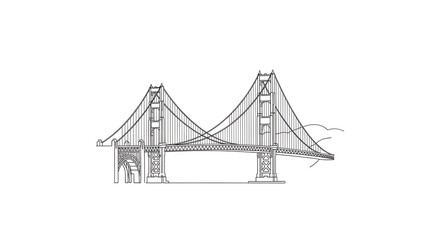 Fototapeta premium Suspension bridge line drawing