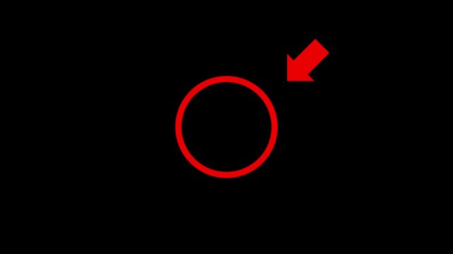 Animated highlight arrow pointing 4k motion graphic isolated on black background