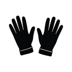 Fototapeta premium Pair of gloves white stripe on wrist, perfect for cold weather, silhouette vector illustration, gardening gloves silhouette vector illustration