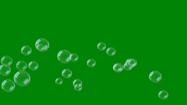 Animation of Shop bubbles fly up seamless loop animation. Rise of bubbles on green background. Full HD. 4K