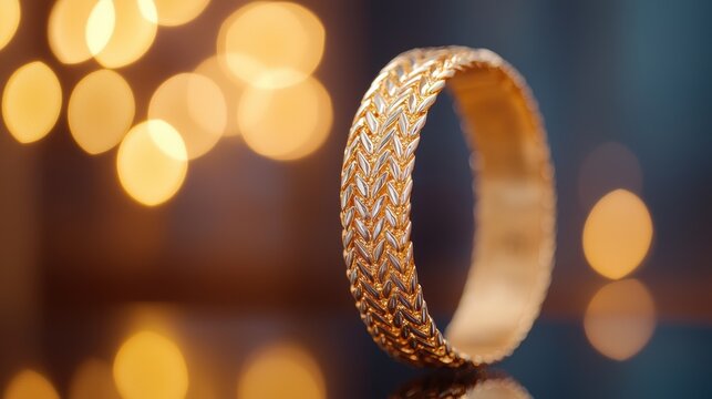 Gold shine reflecting from an elegant bracelet, exuding class and sophistication in a shop window.