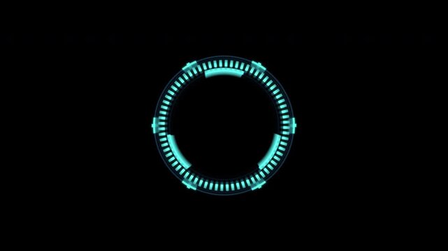 Futuristic circular HUD countdown from 5 to 0 animation with alpha channel, in 4K