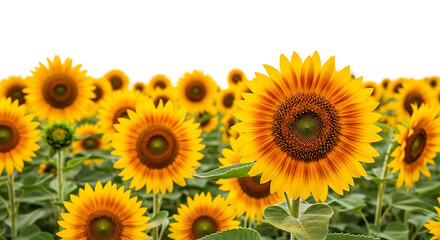Obraz premium Vast Field of Sunflowers Under a Clear Sky on a Bright Sunny Day