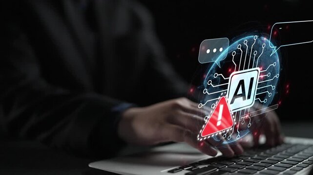 AI interface showing prompt error warning and system alert. AI prompt failure can lead to incorrect output or hallucination. Managing AI prompt error is crucial in safe AI deployment. Muxer
