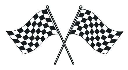 Fototapeta premium A pair of crossed black and white checkered flags symbolizing victory and the finish line in motorsports and racing competitions.
