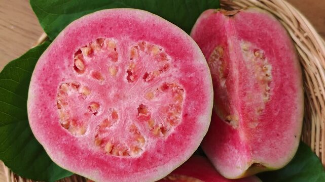 pink guava in a basket