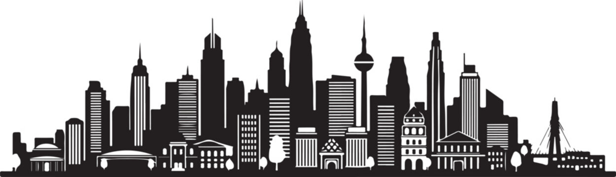 City skyline silhouette vector for urban landscape isolated on white background.