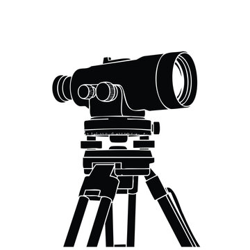 Leveling instrument silhouette set bundle on tripod.