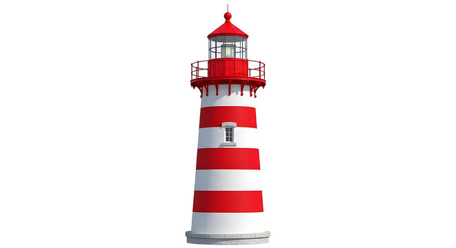 Bold red and white striped lighthouse illustration, a symbol of hope and safe passage
