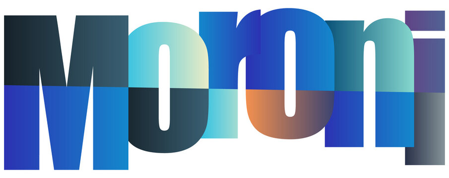 Colorful gradient text letters spelling moroni with transparent background