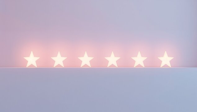 Soft Pink Star Decorations Illuminated on a Minimalist Background