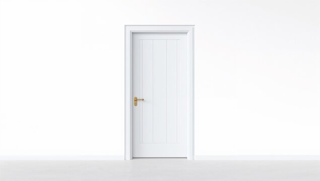 Modern Minimalist White Door on Empty Wall in Bright Interior Space