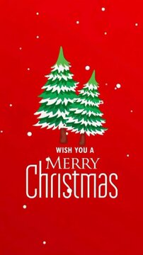 Merry Christmas Greeting Card Animation with Snowfall.
