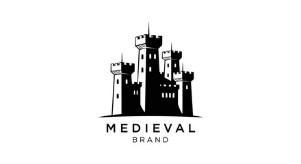 Medieval Castle Logo Emblem Silhouette © Rifky