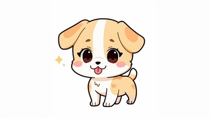 Obraz premium Adorable cartoon puppy character with big eyes, soft pastel colors, and minimal background perfect for kids illustration and sticker design