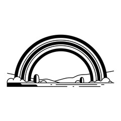 Fototapeta premium Minimalist Rainbow Arc Over Abstract Landscape with Clouds