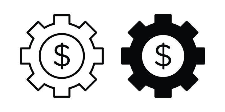 Cost optimization icon set, isolated on white background flat vectors