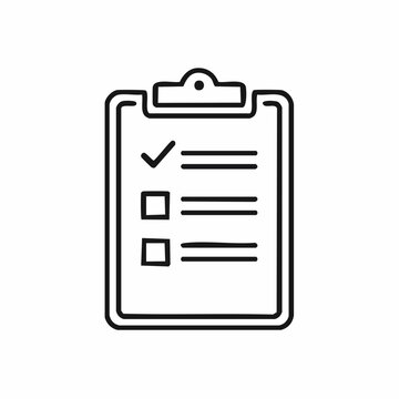 A simple line art icon of a clipboard with a checklist, showing one item checked and two unchecked boxes.