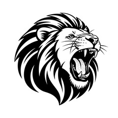 Obraz premium Roaring Lion Head Black and White Graphic Icon Vector