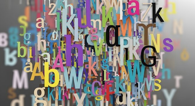 Vibrant Multicolored Alphabet Letters and Numbers Abstract Background.