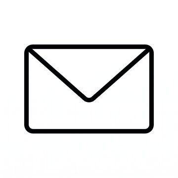 simple envelope icon, closed flap, clean outline, monochrome vector style, isolated on white background, flat design, email symbol