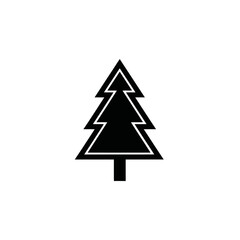 Obraz premium Simple Black Christmas Tree Icon Vector Silhouette