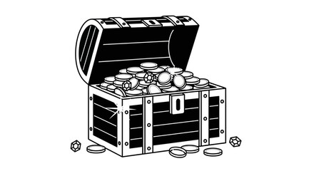 Treasure Chest Overflowing with Gold Coins and Gems © Rifky