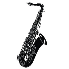 Obraz premium Silhouette set bundle of a saxophone wind instrument musical item.