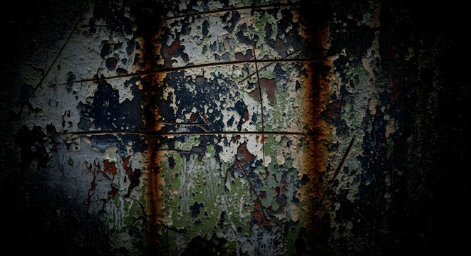 Abandoned Industrial Rusty Metal Wall Background.