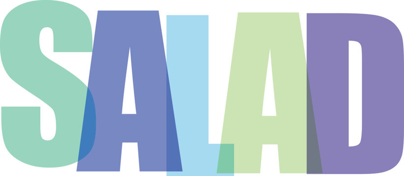 Colorful overlapping letters spell the word salad in a modern graphic design concept