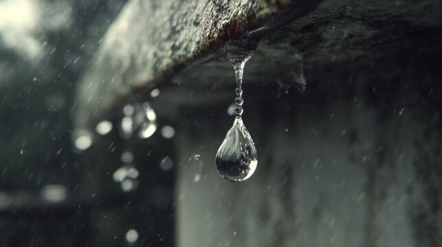 The sound of water falling drop by drop Often associated with: Rain Leaks Melting ice.