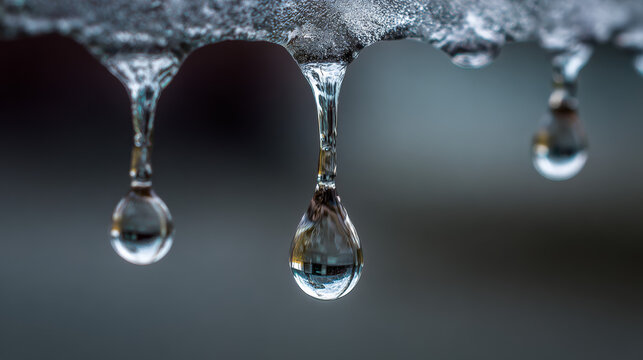 The sound of water falling drop by drop Often associated with: Rain Leaks Melting ice.